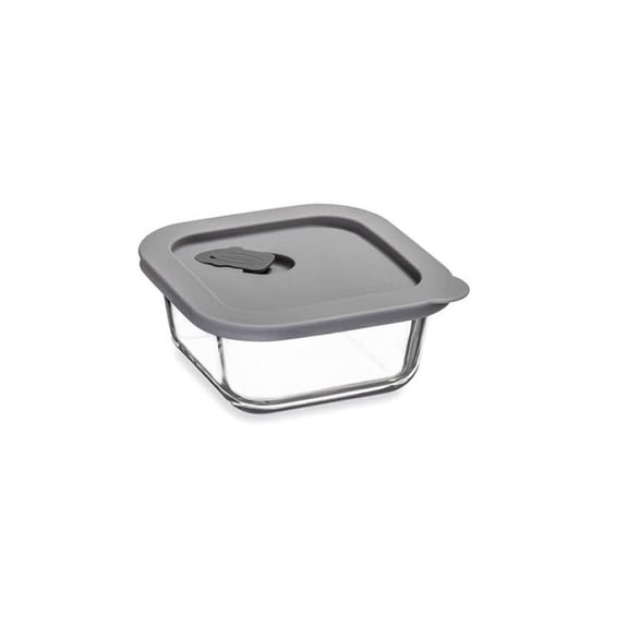 Click Clack 0.3 Quart Cook+ Square Heatproof Glass Container | Grey
