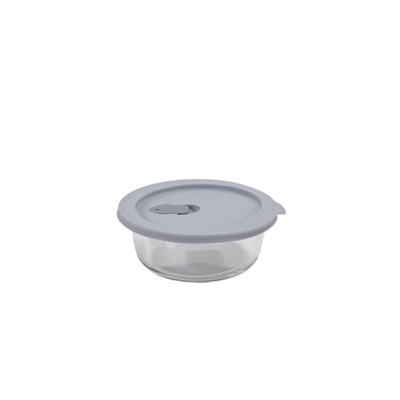 Click Clack 0.4 Quart Cook+ Round Heatproof Glass Container | Grey