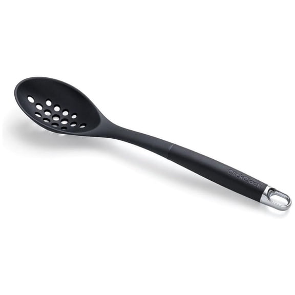 Click Clack Nylon Slotted Spoon | Grey/Chrome