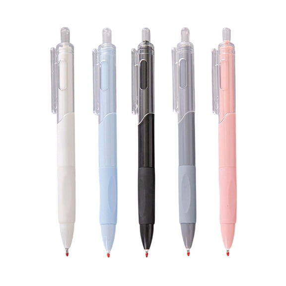Click Gel Pen, Fine Point Roller Writing Pen, 0.5Mm Ink, Transparent Plastic Shell, Smooth Ink Output for Office Journal Drafting Stationery, 5Pcs Multicolor
