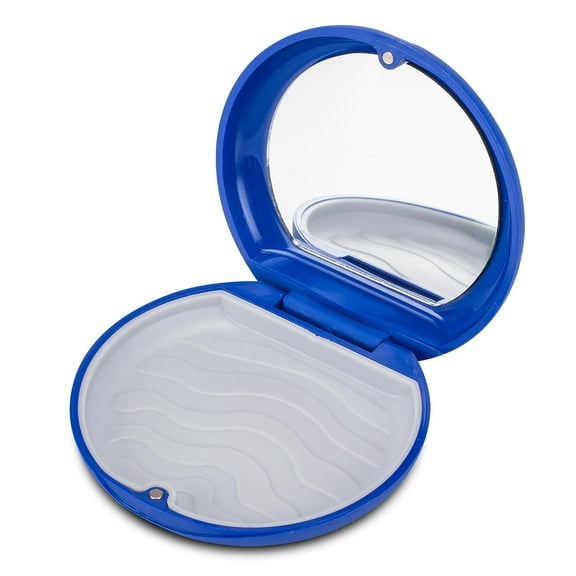 Click It Retainer Case, Slim Orthodontic Aligner Holder with Removable Silicone Tray and Magnetic Closure (Blue & Gray)
