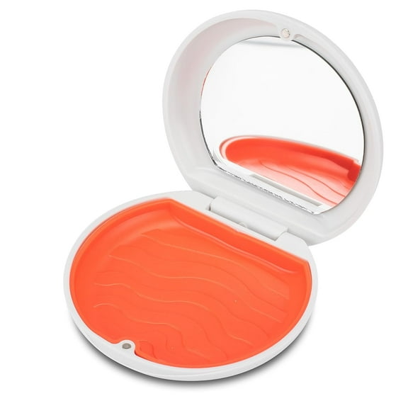 Click It Retainer Case, Slim Orthodontic Aligner Holder with Removable Silicone Tray and Magnetic Closure (White & Orange)