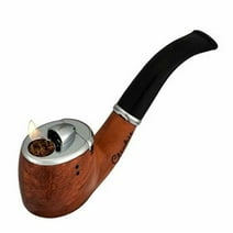 Click It- Tobacco Pipe with  Built in Lighter- Refillable - Lighter & Pipe Combo. Wood Print - Smoke Pipe Style Lighter