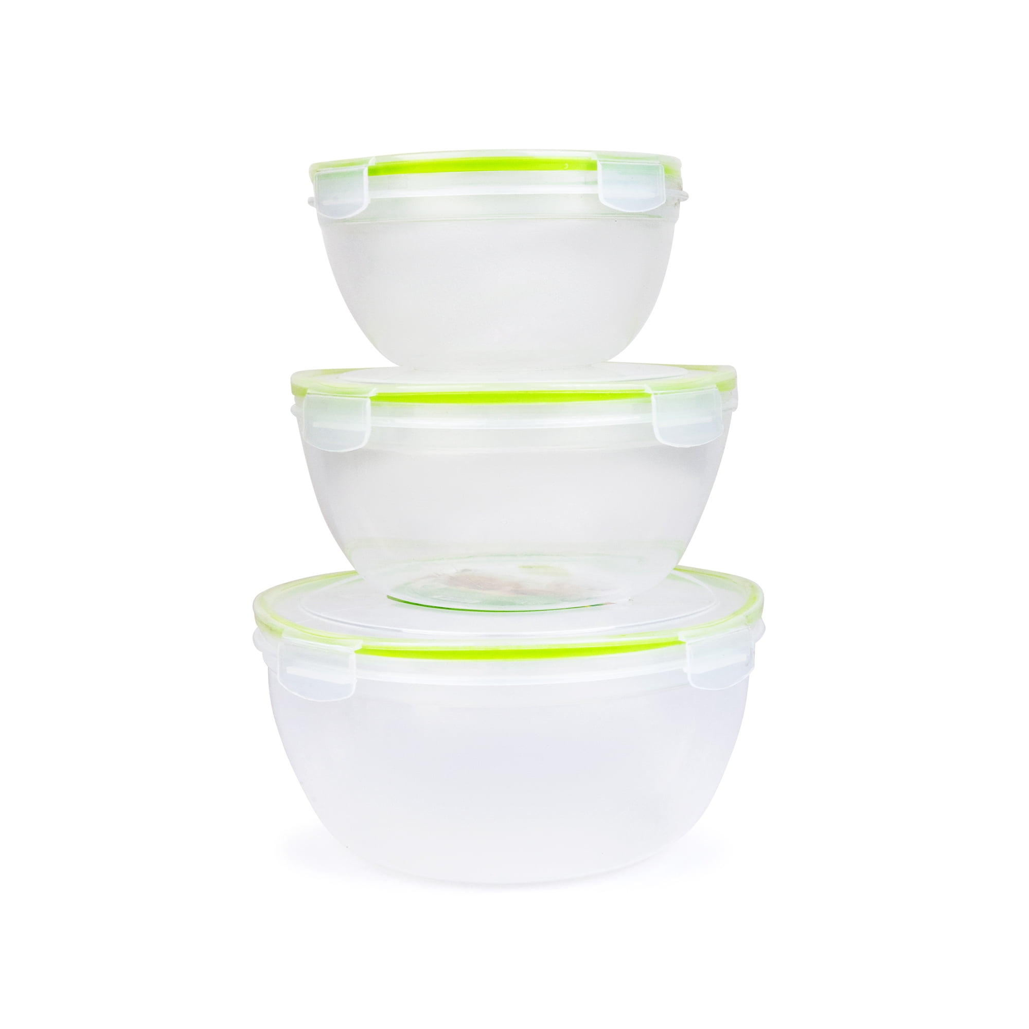 6-Piece Clear and Green Plastic Food Storage Container Set