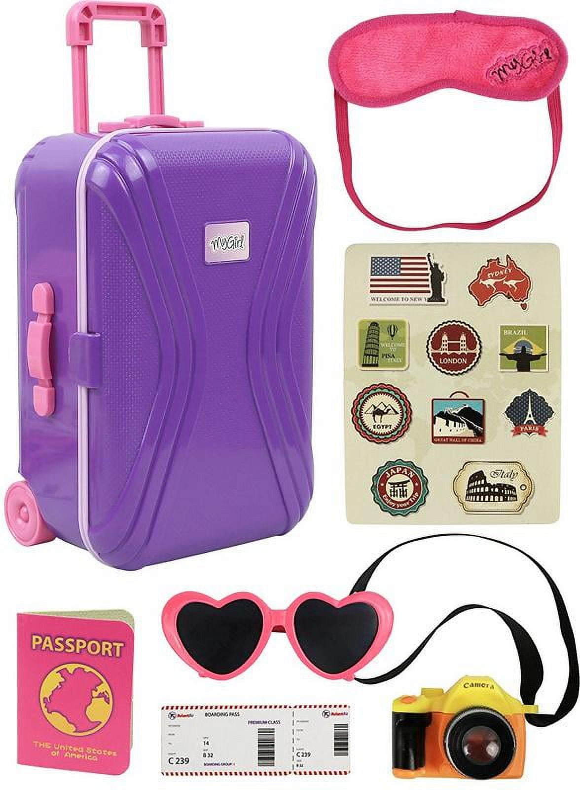 Click N' Play 18” Doll Travel Carry On Suitcase Luggage 7 Piece Set With  Travel Gear Accessories, Perfect for 18” inch Dolls. 