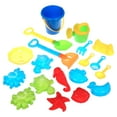 Click N Play 18pc Kids Beach Sand Toy Set Bucket, Shovels, Rakes, Wheel, Can, Molds
