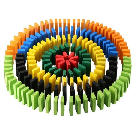 Click N' Play 300-Piece 100% Real Wooden Colored Domino Blocks Set, Racing Toy Game, Building and Stacking Toy Blocks