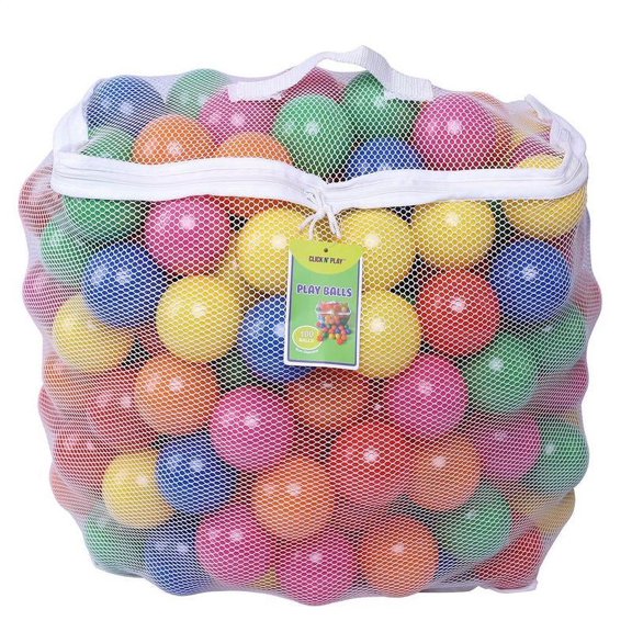 Click N' Play Ball Pit Balls Pack of 100, Crush Proof Plastic, Phthalate Free & PBA Free - 6 Bright Colors in Reusable and Durable Storage Mesh Bag with Zipper