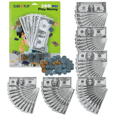 Click N' Play Counting Math Currency Play Money, 300 Pieces