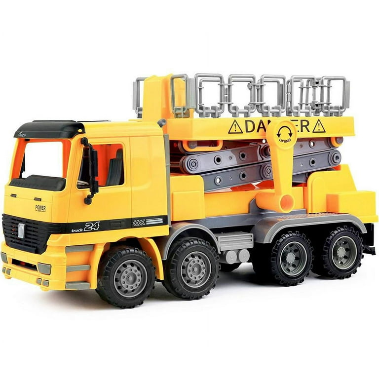 Truck Toy Powered Play N\' Click Vehicle Construction Scaffold Bucket Lift Kids for Friction