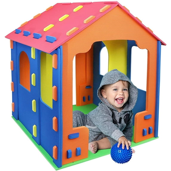Click N' Play Giant Kids Foam Playhouse Play Tent for Boy and Girls Indoor and Outdoor, Interlocking Eva Foam Tiles.