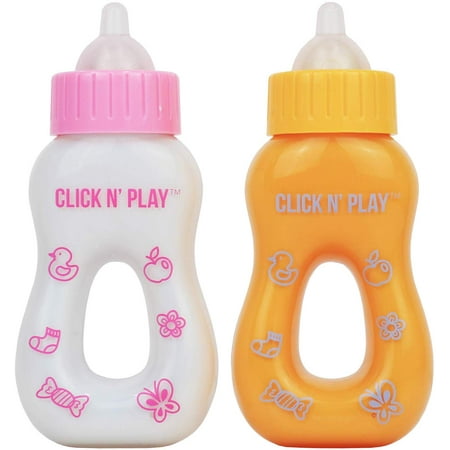 Click N' Play Magic Disappearing Milk And Juice Bottle Set For Baby Dolls