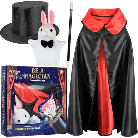 Click N' Play Magician Pretend Play Dress up Set with Accessories, Hat and Rabbit Magic Tricks