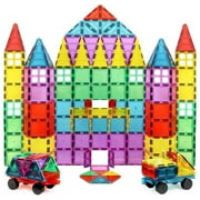 Click N Play Magnet Build Tiles | Set of 100 Magnetic Building Blocks for Kids | Extra Strong Magnetic Tiles Building Blocks | Assorted Shapes and Vibrant Bright Colors | Magnetic Title STEM Toys
