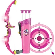 Click N' Play Pink Bow and Arrow Light Up Archery Set | Sport Set for Girls Outdoor Hunting Play | Pink Bow, 3 Suction Cup Arrows, Target, and Quiver