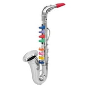 Click N' Play Saxophone with 8 Colored Keys, Metallic Silver