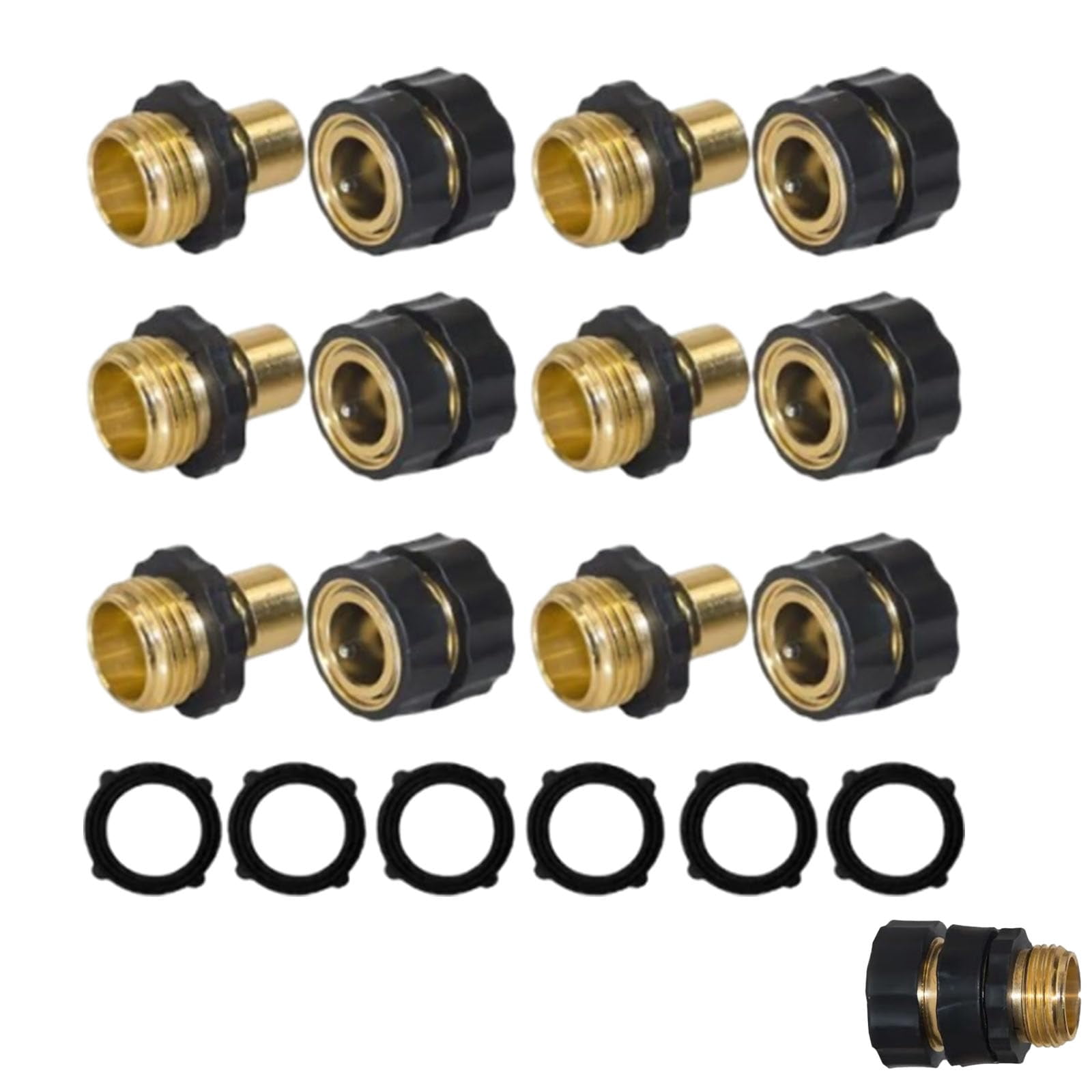 Click to Seal Water Hose Connector, 3/4" Garden Hose Fitting Quick Connector Male and Female Set with Extra Rubber Washers, Snap & Lock Design, Leak-Proof Seal, Easy installation
