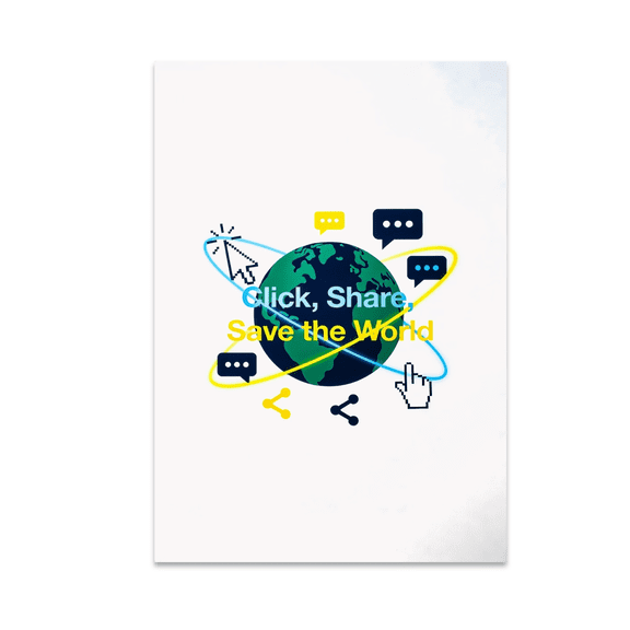 Click Share Save the World Poster Art - Modern Activist - 13x19 Poster Print