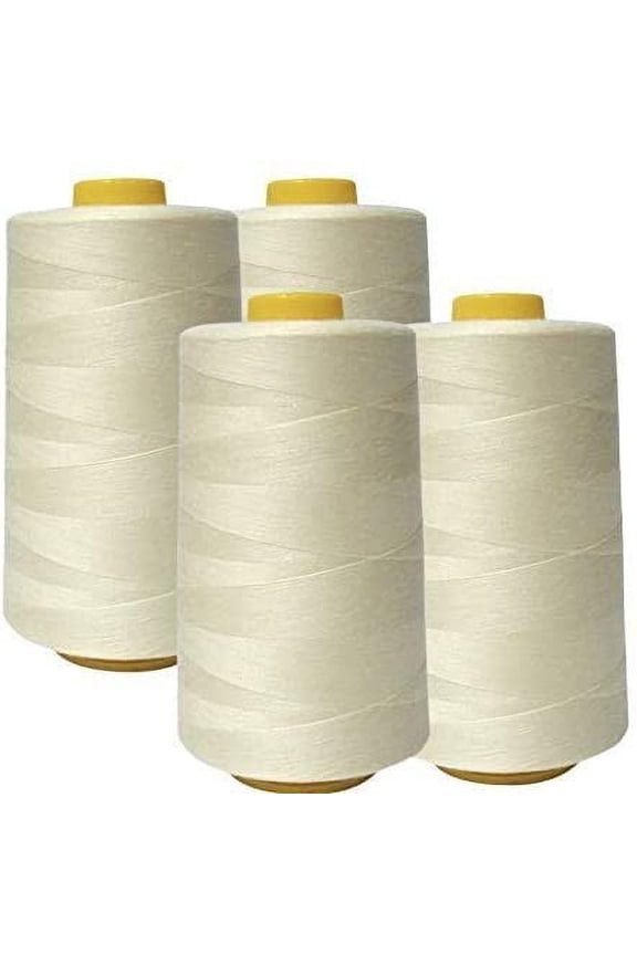 Click image to open expanded view Valentina Textile inc 4 Pack of 6000 (24,000 Total) Yard Spools Sewing Thread All Purpose 100% Spun Polyester Overlock Cone(Ivory)