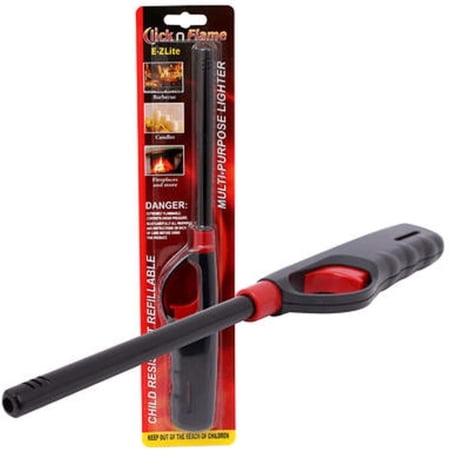 Click n Flame - Multipurpose Lighters - Refillable Kitchen Barbecue Butane Stove Kitchen Fireplace BBQ Grill Utility Camping Lighter - 11" - 3 Pack