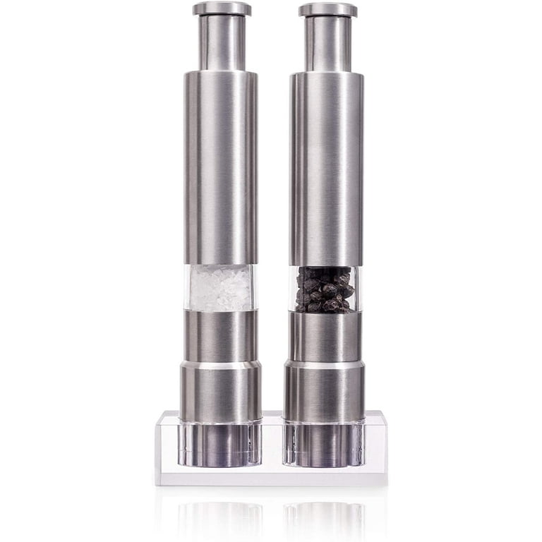 Salt And Pepper Grinder Set Of 2, Pepper Mill Stainless Steel Salt Shaker  Push-Button Manual Glass Salt And Pepper Set - AliExpress