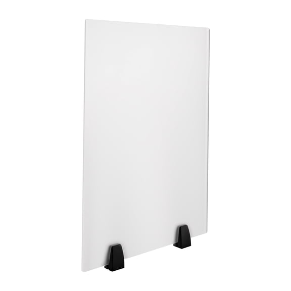 Click to see full view 2pcs Acrylic Free Standing Screen, Frosted Clear Acrylic Divider, Dividers for Desk Privacy Home & Office Partitions for Table Top Workstation, Plexiglas Sneeze Guard Shield