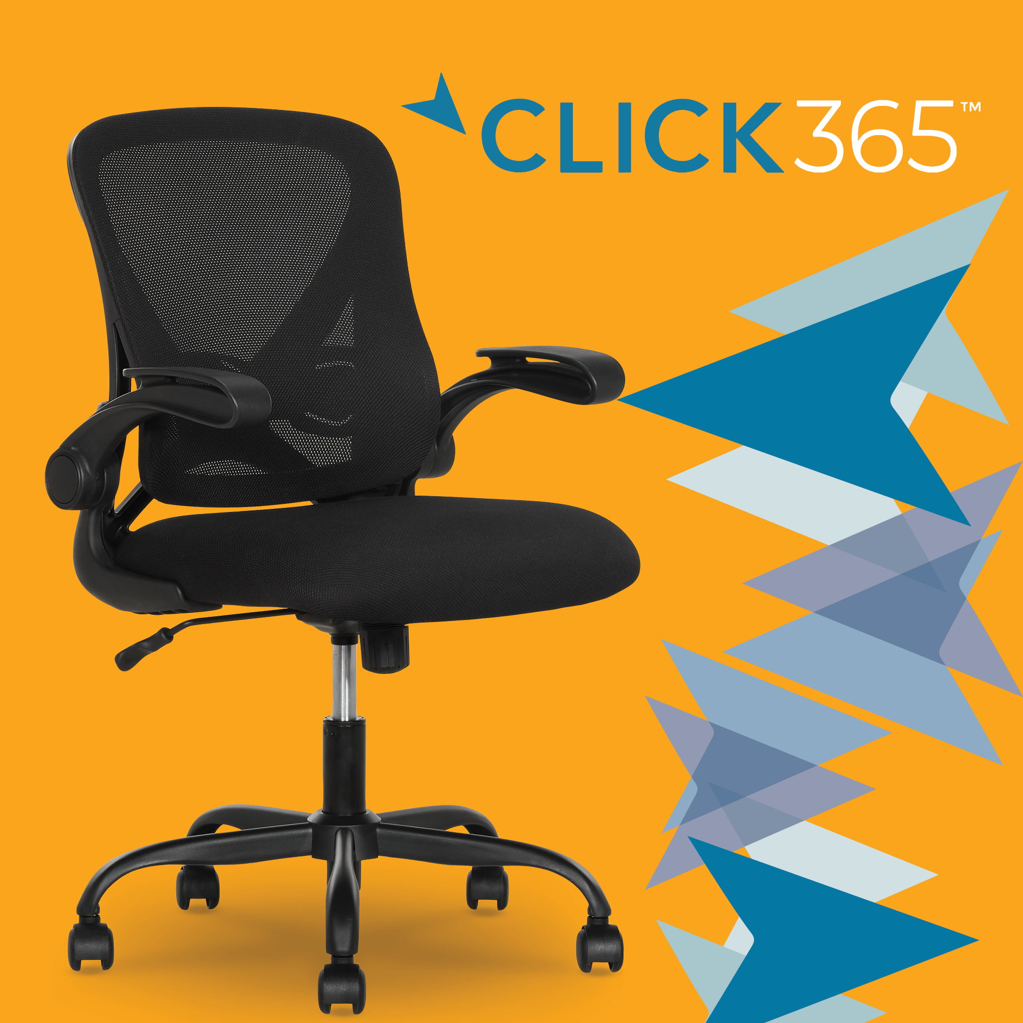 Rotating Click Chair Click365 AeroCore M200 Ergonomic Mesh Chair with Flip-Up Arms - Black ...