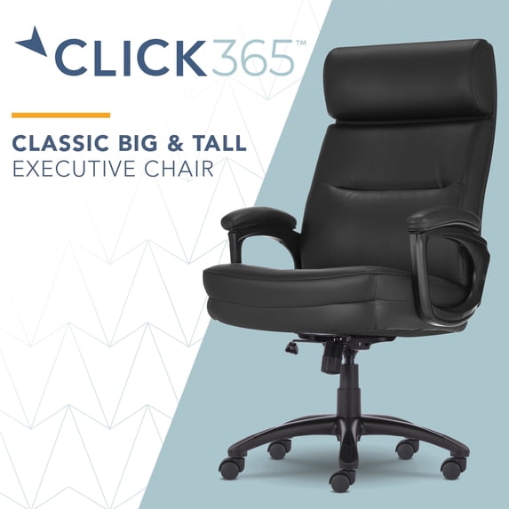 Click365 Classic Big & Tall Executive Office Chair Bonded Leather Black