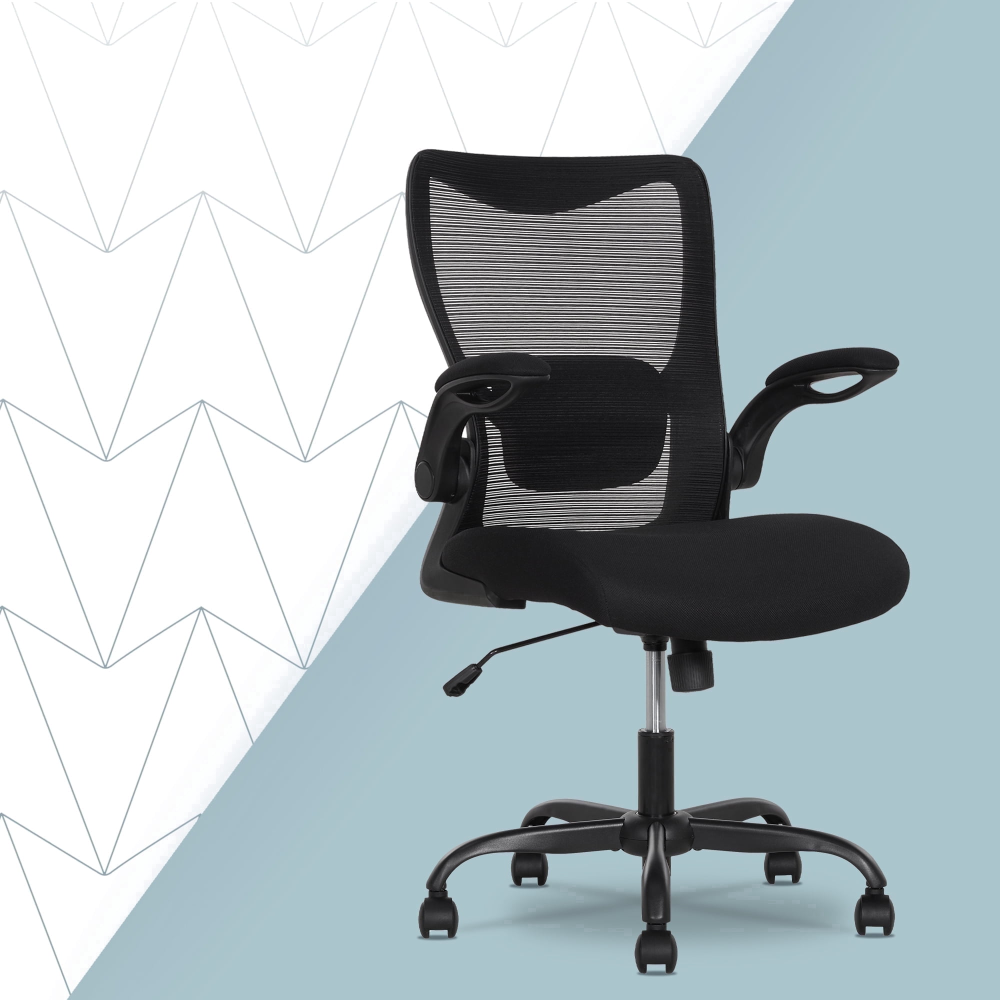 Click365 Adult Mesh Mid Back Indoor Commercial Ergonomic Office Chairs with Hardware Kit, Black