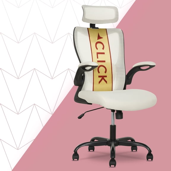 Click365 Adult Mesh High Back Indoor Commercial Ergonomic and Adjustable Headrest Office Chair Hardware Kit, Beige