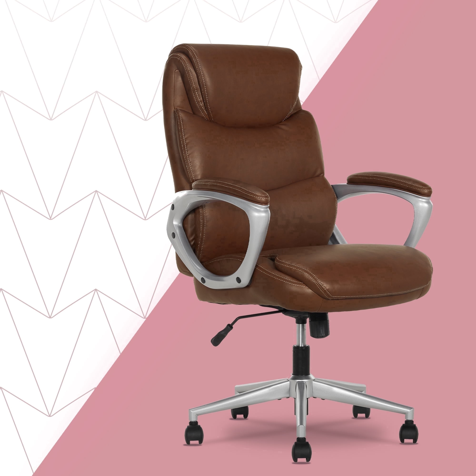 Click365 Adult Polyurathane High Back Indoor Commercial Ergonomic Office Chairs Office Chair, Brown