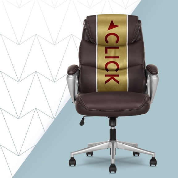 Click365 Adult Polyurathane High Back Indoor Commercial Ergonomic Office Chairs All Tools for Easy Assembly, Brown