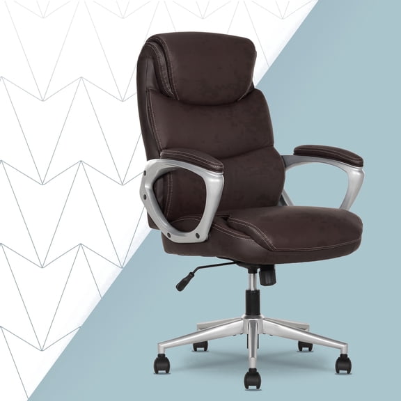 Click365 Adult Polyurathane High Back Indoor Commercial Ergonomic Office Chairs All Tools for Easy Assembly, Brown