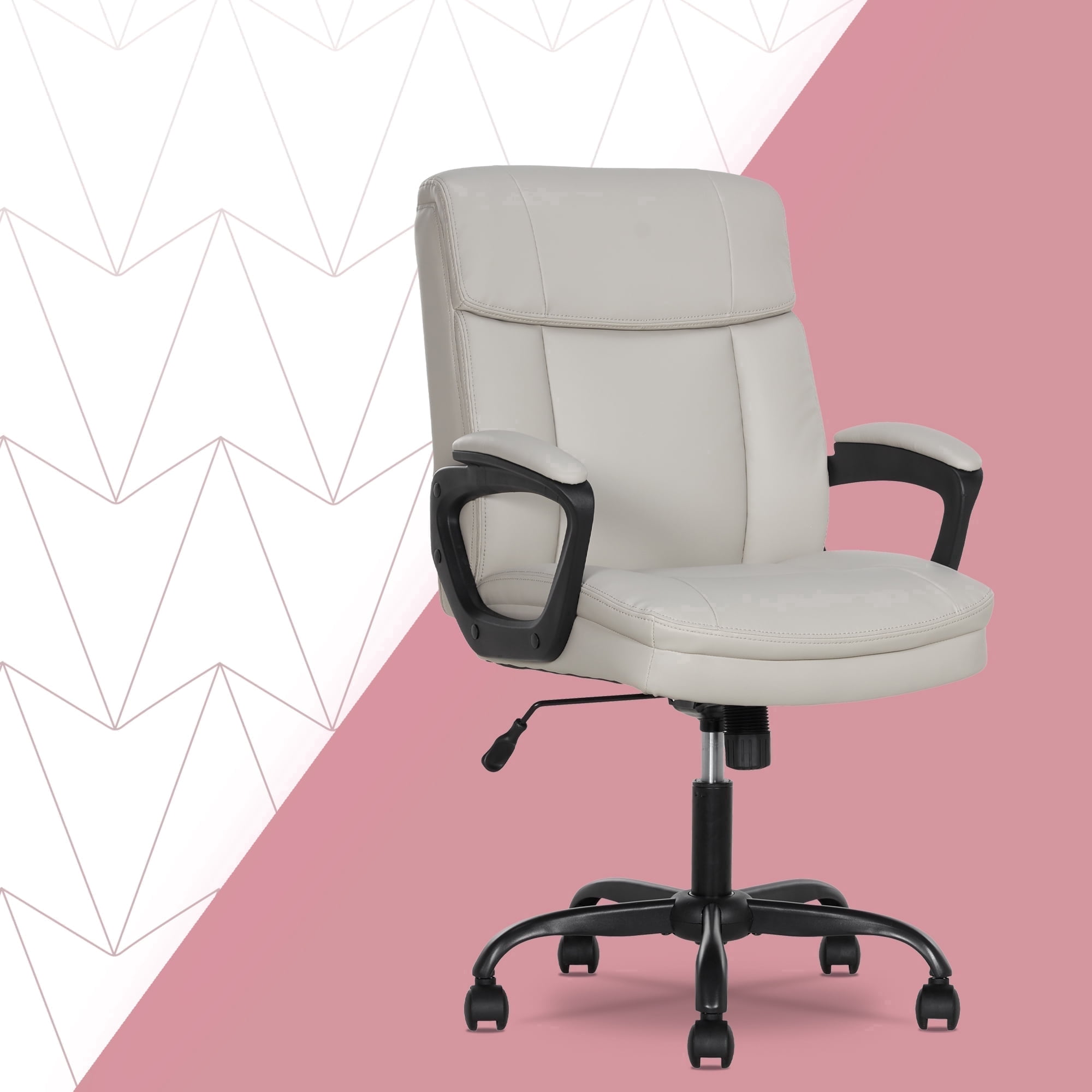 Click365 Click365 Adult Polyurathane Mid Back Indoor Commercial Ergonomic Office Chairs all tools for easy assembly, Off-White