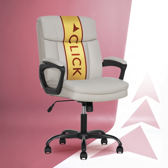Click365 Click365 Adult Polyurathane Mid Back Indoor Commercial Ergonomic Office Chairs all tools for easy assembly, Off-White