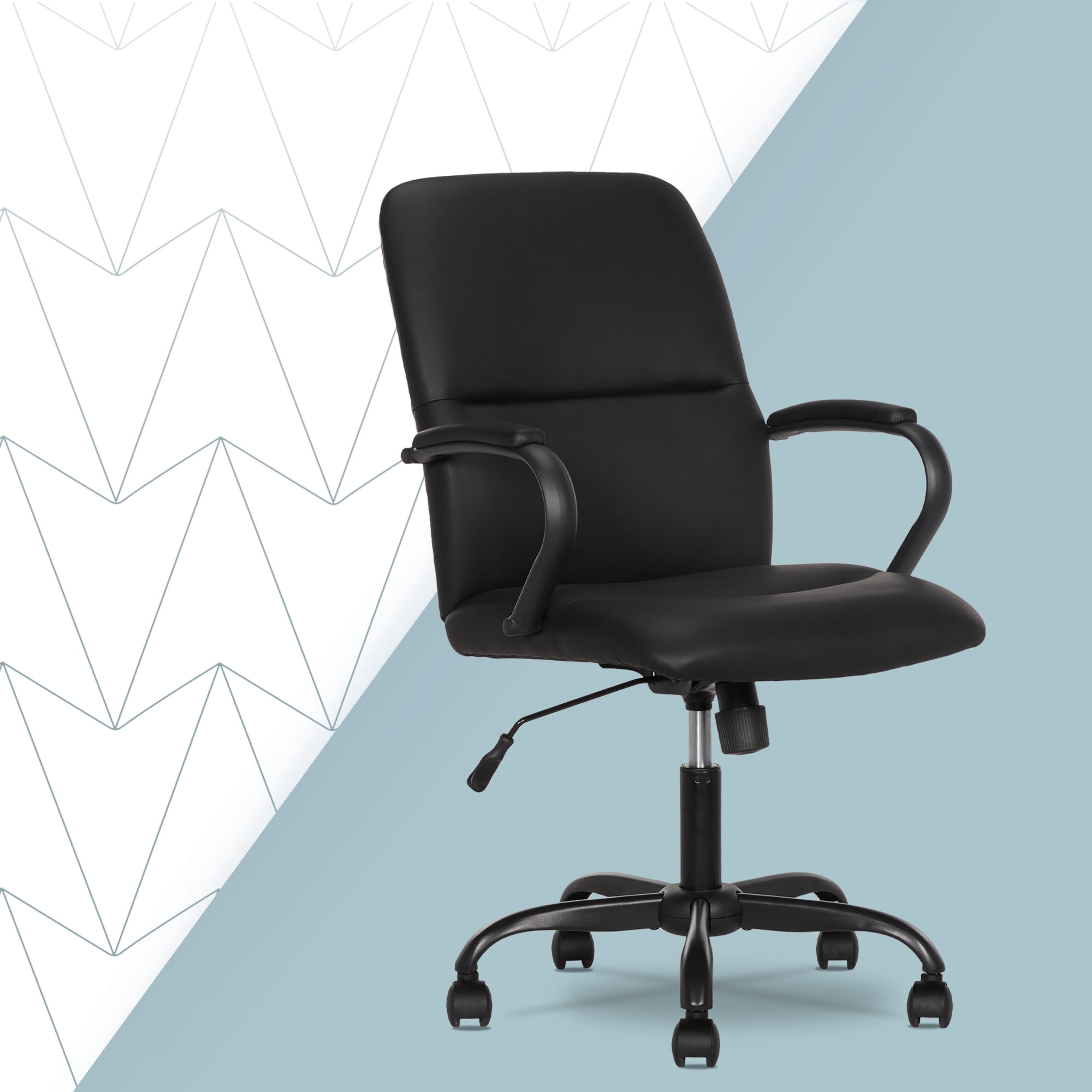Click 365 Adult Polyurathane Mid Back Indoor Commercial Ergonomic Office Chairs Hardware Kit, Black