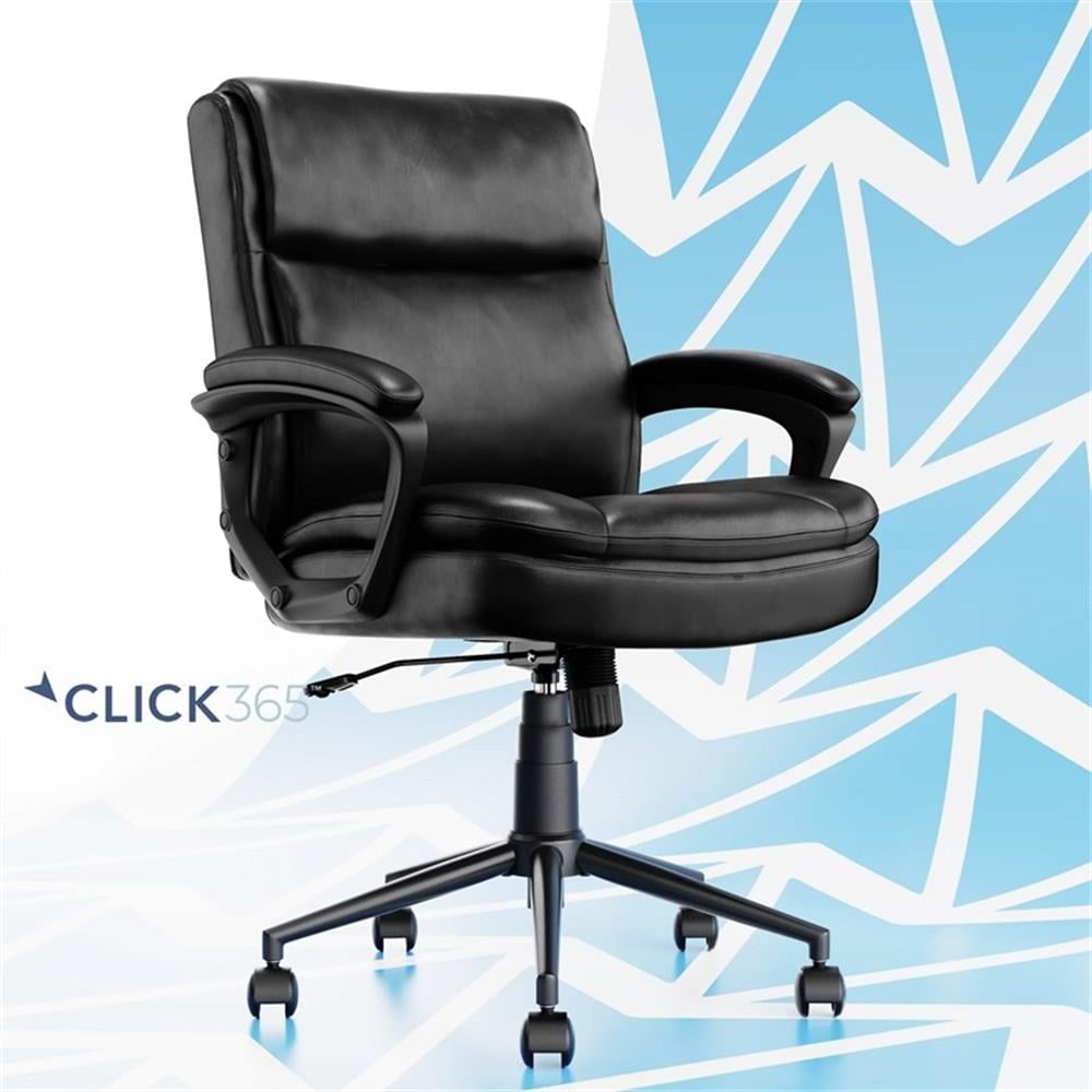 Black Bonded Leather Ergonomic Swivel Office Chair with Armrests