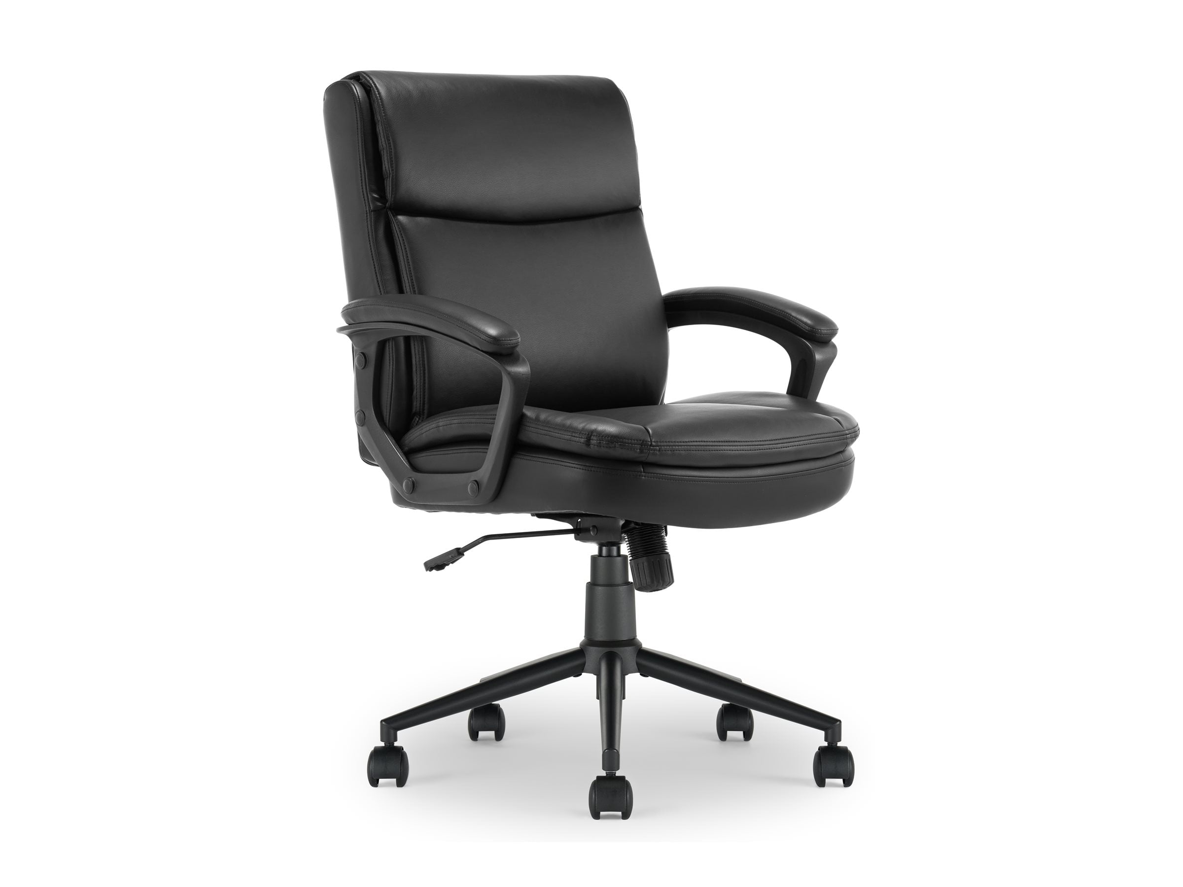 Black Bonded Leather Ergonomic Swivel Office Chair with Armrests