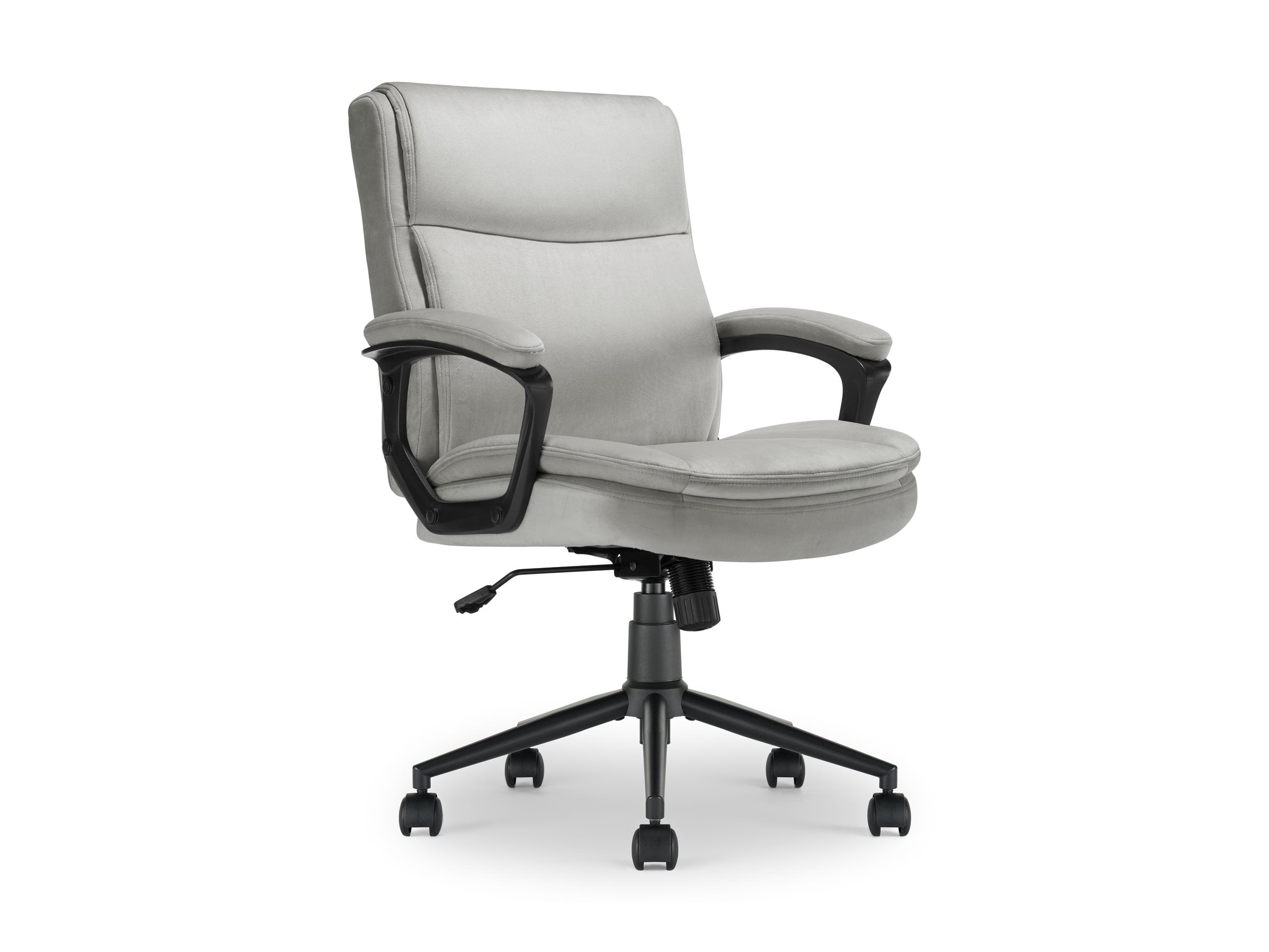 Light Gray Fabric Ergonomic Swivel Office Chair with Armrests