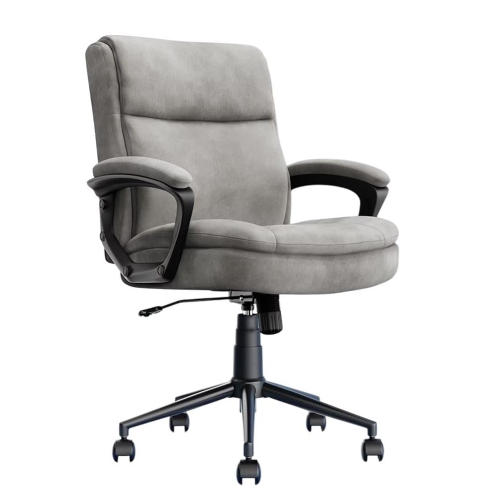 Light Gray Fabric Ergonomic Swivel Office Chair with Armrests