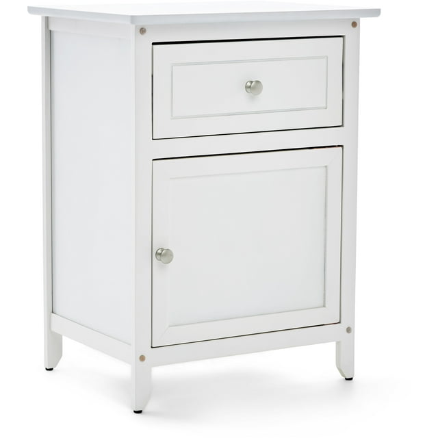 ClickDecor Alcott Side Table with Single Drawer and Storage Cabinet White