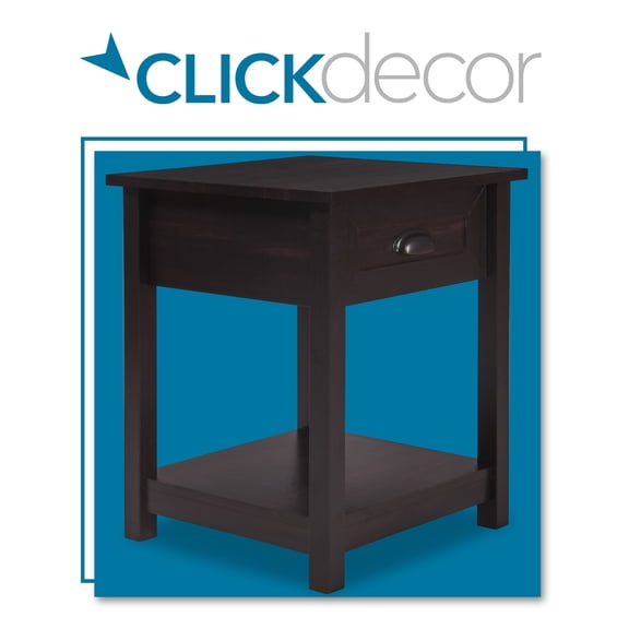 ClickDecor Bailey Nightstand with 1 Drawer and Display Shelf Black
