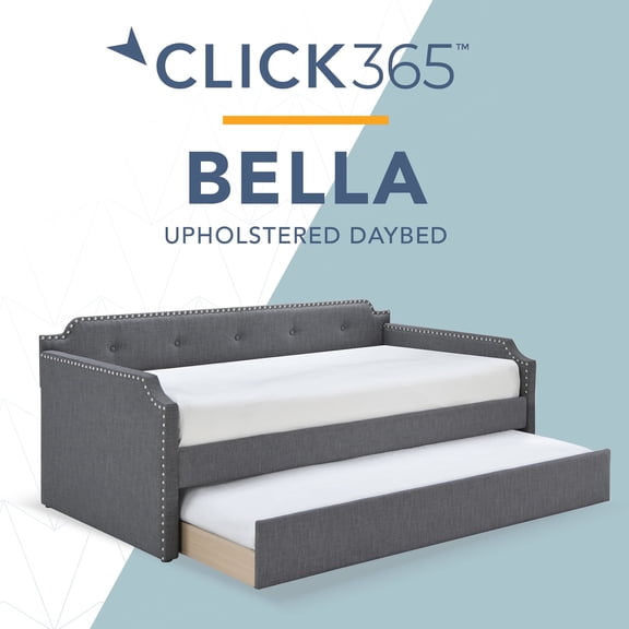 ClickDecor Bella Upholstered Daybed and Trundle Dark Gray