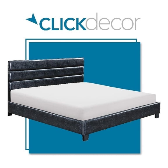 Click365 Hudson King Platform Bed Frame, Black Faux Leather Upholstered Bed with Tufted Headboard, Wood Slat Support, No Box Spring Needed