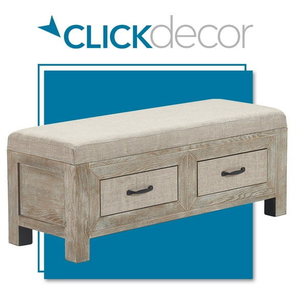 ClickDecor Cottage Upholstered Storage Bench Weathered Ash