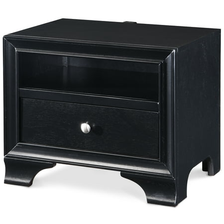 Click Decor - Edmond Wood 1-Drawer Night Stand - Black