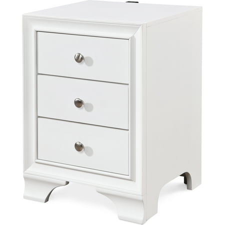 Click Decor - Edmond Traditional Wood 3-Drawer Night Stand - White