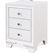 Click365 Edmond Wood Nightstand with Charging Station, 3-Drawer Bedside Table, White End Table with USB Ports for Bedroom, Living Room, Small Spaces