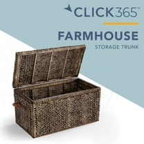 ClickDecor Farmhouse Wicker Storage Trunk with Handles, Black Washed