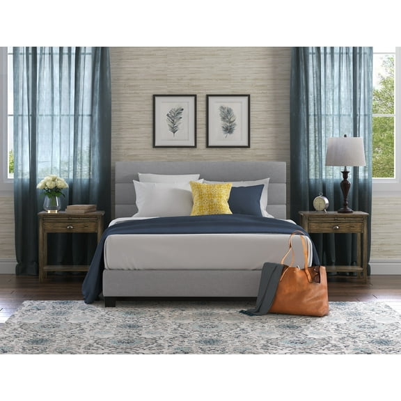 ClickDecor Hudson Contemporary/Modern Linen Tufted Upholstered Bed, King, Gray